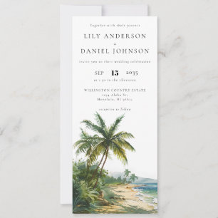 Convite Casamento de Destino Tropical em Aquarela
