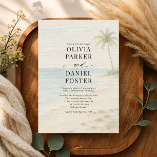 Convite Casamento de Destino Tropical na Praia da Ilha Cos
