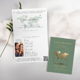 Convite Casamento de Destino Verde do Passport Boho Arch S