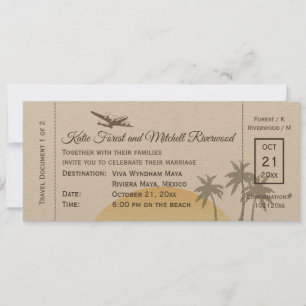 Convite Casamento de Destino Vintage em Papel Kraft
