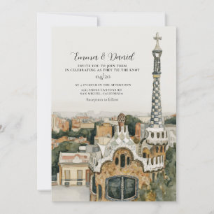 Convite Casamento de Destino Vista Aérea BARCELONA Espanha