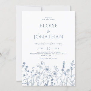 Convite Casamento de Detalhes de Flores Selvagem Minimalis