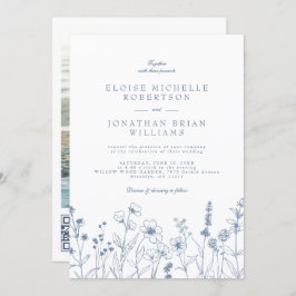 Convite Casamento de Detalhes de Flores Selvagem Minimalis