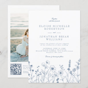 Convite Casamento de Detalhes de Flores Selvagem Minimalis