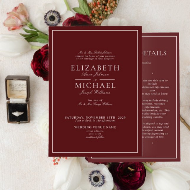 Convite Casamento de Detalhes do Script Clássico Elegante  (Criador carregado)