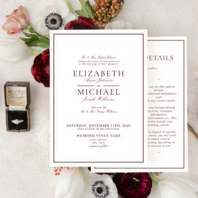 Convite Casamento de Detalhes do Script Clássico Elegante  (Criador carregado)