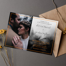 Convite Casamento de Dia das Bruxas de Laranja Negro - Cor
