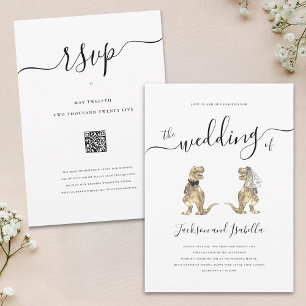 Convite Casamento de Dinossauros Noiva e Noivo T-Rex