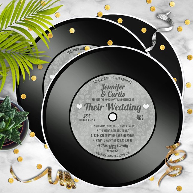 Convite Casamento de Disco de Vinil Retro (Criador carregado)