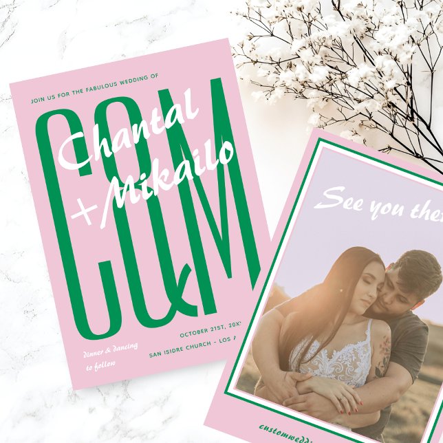 Convite Casamento de Diversão Criativa e Branca, Grande Mo (Criador carregado)