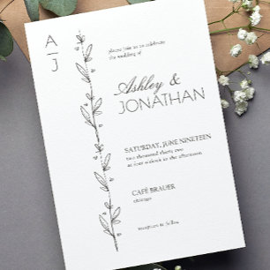 Convite Casamento de Divisor Botânico Moderno