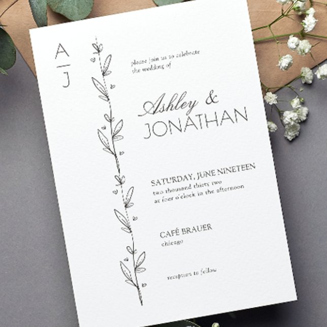 Convite Casamento de Divisor Botânico Moderno (Criador carregado)