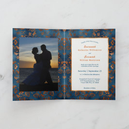 Convite Casamento de dobra personalizada com planalto azul