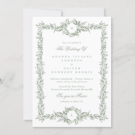 Convite casamento de dois monogramas com estrutura botânic