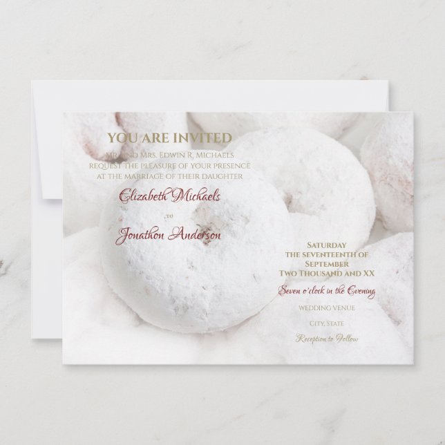 Convite Casamento de Donut com Açúcar em Pó (Frente)
