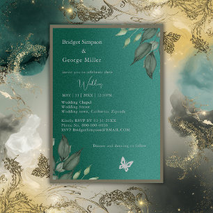 Convite casamento de dourada esmeralda