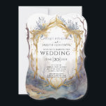 Convite Casamento de Dourado Quadro Florestal Encantado<br><div class="desc">Portal encantado para um tema de casamento mágico da floresta,  para um convite de casamento ao estilo fantasia místico.</div>