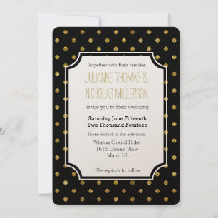 Convite Casamento de Dourados de Chic e Pontos Negros