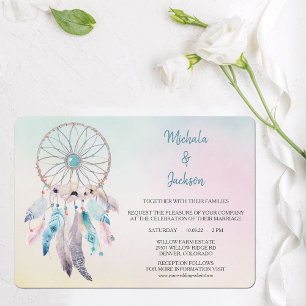 Convite Casamento de Dreamcatcher das cores Pastel