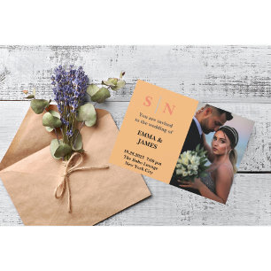 Convite Casamento de duas fotos com azul mínimo e chicDust