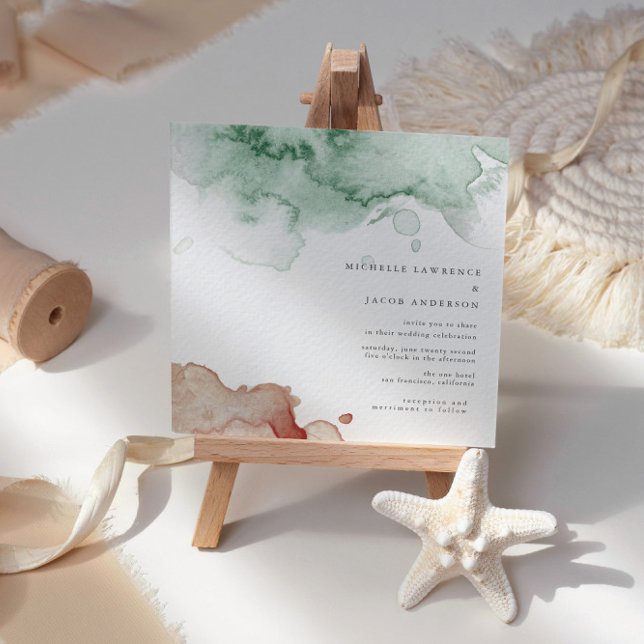 Convite Casamento de Duas Toneladas Elegante de Watercolor (Criador carregado)