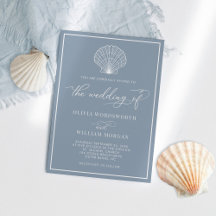 Casamento de Dusty Blue Elegant Beach Seashell