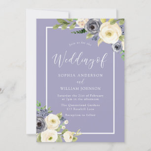 Convite Casamento de Dusty Blue Floral
