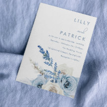 Casamento de Dusty Blue & White Boho Floral Waterc