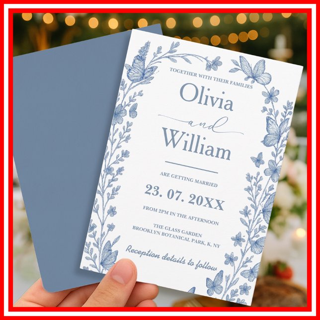 Convite Casamento de Dusty Blue Wildflower (Criador carregado)