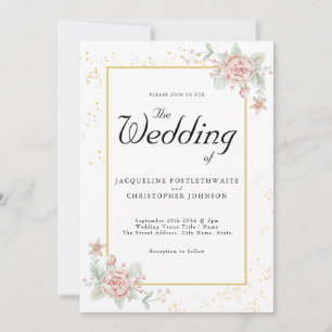 Convite Casamento de Dusty Pink Peony Chic Floral