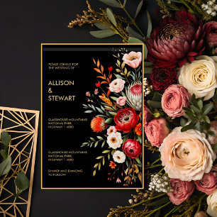 Convite Casamento de Elegância Botânica Moody Dark