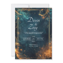 Casamento de Elegância Celestial Dourada à meia-no