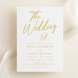 Convite Casamento de Elegância Clássica Branca e Dourada