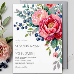 Convite Casamento de Elegância de Queda Floral de Blush Bu