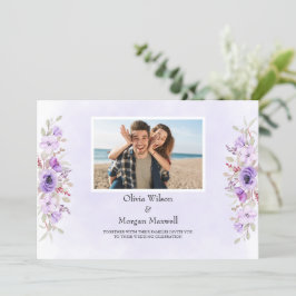 Convite Casamento de Elegância Floral Roxo Salve a Data