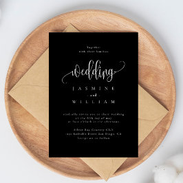Convite Casamento de Elegância Moderna Negra e Branca