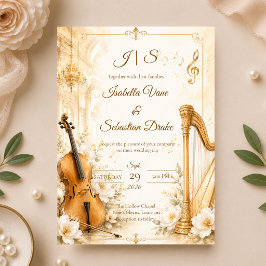 Convite Casamento de Elegância Musical Luxuosa