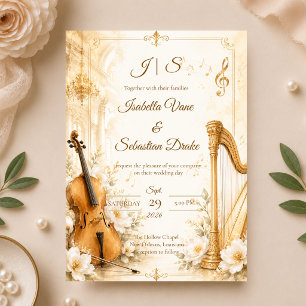 Convite Casamento de Elegância Musical Luxuosa