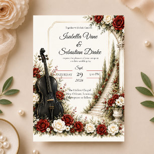 Convite Casamento de Elegância no Jardim Musical Romântico