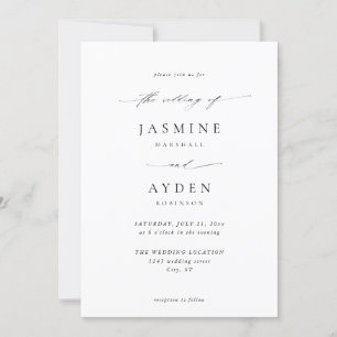 Convite Casamento de Elegância Simples - Branco