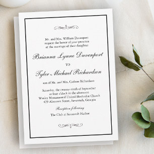 Convite Casamento de Elegância Simples Clássico