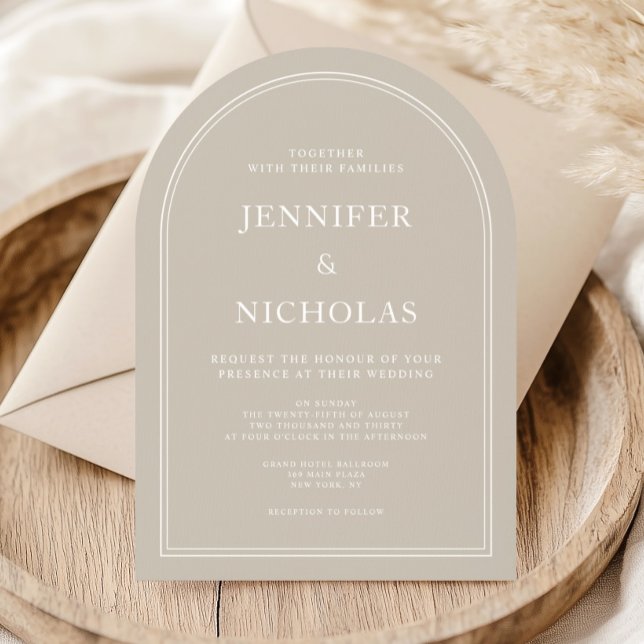 Convite Casamento de Elegante Clássico de Taupe Formal (Elegant Classic Formal Taupe Wedding Invitation)