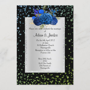 Convite CASAMENTO DE ELEGANTE DE cristal de cristal azul-a