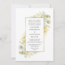 Convite Casamento de Elegante de Flor Selvagem com Frame D