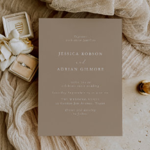 Convite Casamento de Elegante e Moderno Pale Taupe
