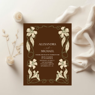 Convite Casamento de Elegante Floral Vintage Art Nouveau