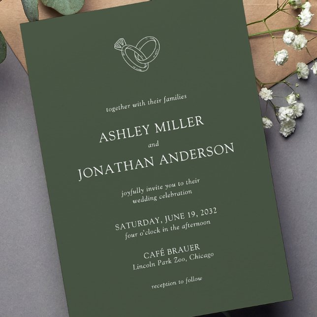 Convite Casamento de Elementos Simples Modernos Elegante (Criador carregado)