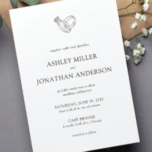 Convite Casamento de Elementos Simples Modernos Elegante