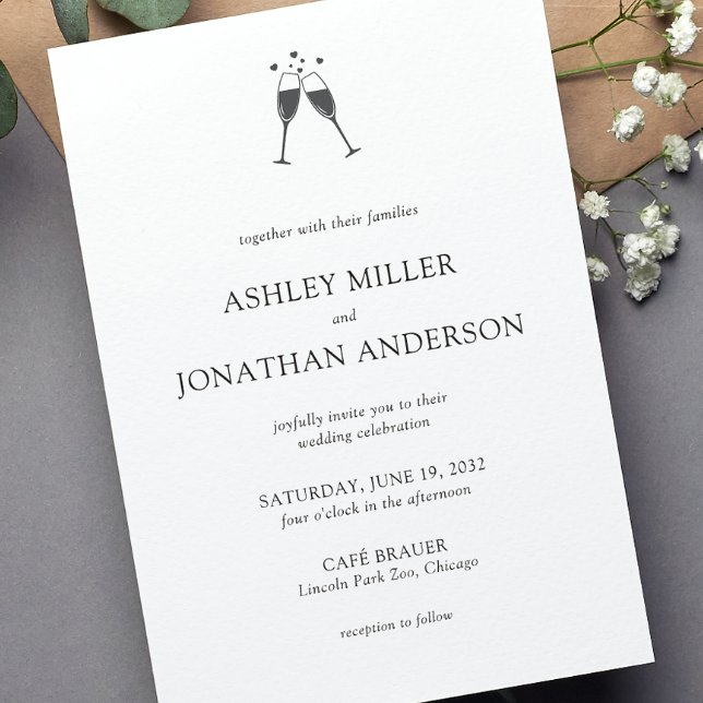 Convite Casamento de Elementos Simples Modernos Elegante (Criador carregado)