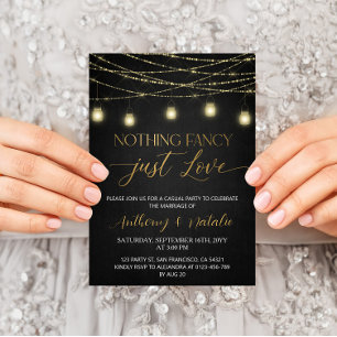 Convite Casamento de Elopemento de Script Elegante Preto e
